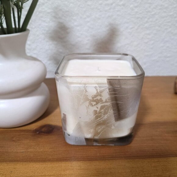 Black, Gold and Gray Square Candle with Painted Holder and Light Floral Scent - Picture 3 of 5